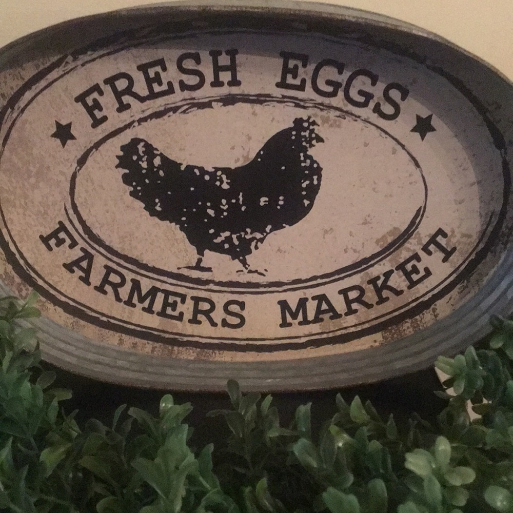 Rustic Farmhouse Galvanized Rooster Tray Decor - Picture 3 of 3